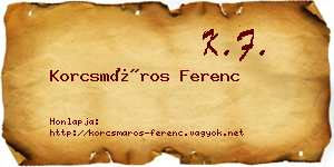 Korcsmáros Ferenc névjegykártya