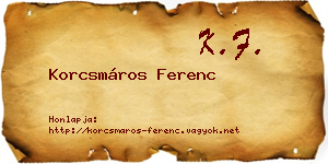 Korcsmáros Ferenc névjegykártya